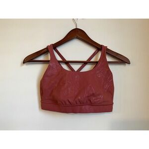 Lululemon Energy Bra Foil Palm Terracotta Strappy Sports Bra NO PADS Size 6